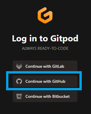 Gitpod: Log in